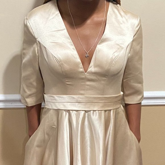 Brand New Double Layer A-Line Satin Dress - Picture 5 of 9